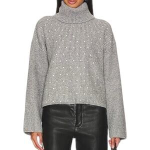 Steve Madden Women’s XS Astro Crystal Turtleneck Sweater Gray Sparkle Cozy Knit